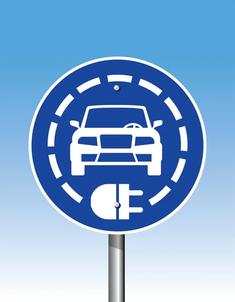 Elektrisk Bil Laddpunkt Skylt Blå Banner Vektor Illustration — Stock vektor