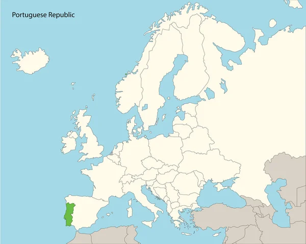Portekiz Avrupa Haritası Vektör Illüstrasyonu — Stok Vektör