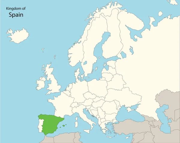 Spanya Avrupa Haritası Vektör Illüstrasyonu — Stok Vektör
