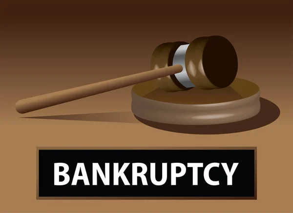 Judge Gavel Bankruptcy Banner Vector Illustration — Stock Vector