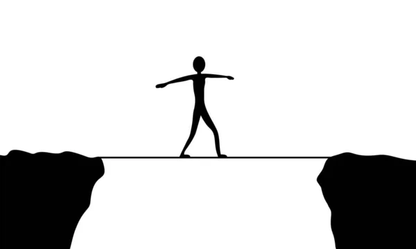Άνθρωπος Εξισορρόπηση Πανό Σχοινί Διανυσματική Απεικόνιση — Διανυσματικό Αρχείο