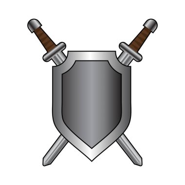 kalkan ve kılıç flaması, vektör illüstrasyonu