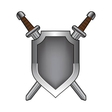 kalkan ve kılıç flaması, vektör illüstrasyonu