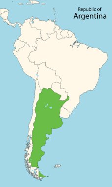 Arjantin, Güney Amerika haritası, vektör illüstrasyonu