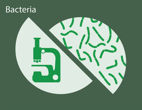 Estandarte Bactérias Verdes Microscópio Ilustração Vetorial — Vetor de Stock