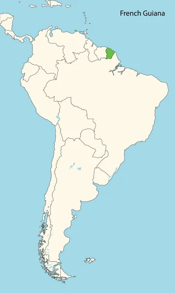 Γαλλική Γουιάνα Νότια Αμερική Χάρτης Διανυσματική Απεικόνιση — Διανυσματικό Αρχείο