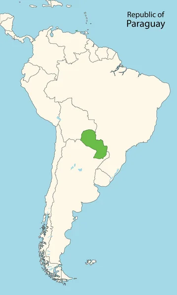 Paraguay América Del Sur Mapa Vector Ilustración — Archivo Imágenes Vectoriales