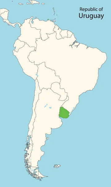 Uruguay Güney Amerika Haritası Vektör Illüstrasyonu — Stok Vektör