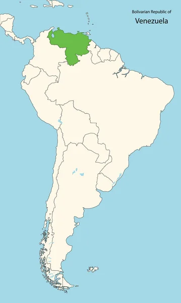 Venezuela Χάρτης Νότιας Αμερικής Διανυσματική Απεικόνιση — Διανυσματικό Αρχείο