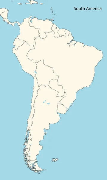 Χάρτης Νότιας Αμερικής Διανυσματική Απεικόνιση — Διανυσματικό Αρχείο