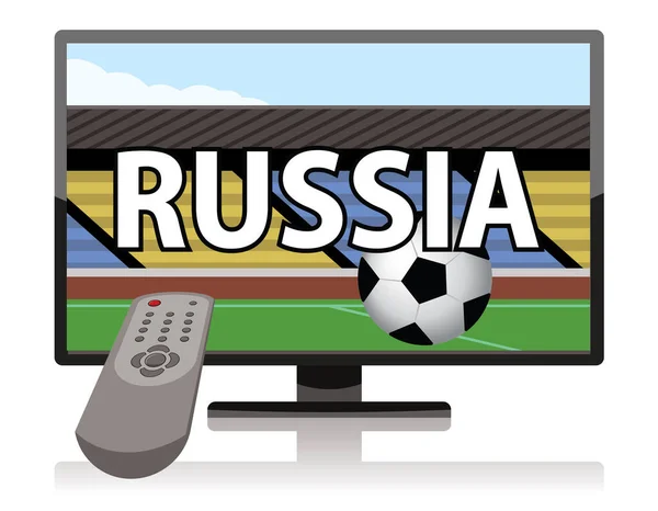 Lcd Zdalnego Oglądania Piłki Nożnej Rosyjski Sztandar Wektor Ilustracja — Wektor stockowy