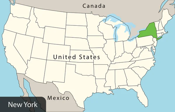 New York Stati Uniti America Mappa Illustrazione Vettoriale — Vettoriale Stock