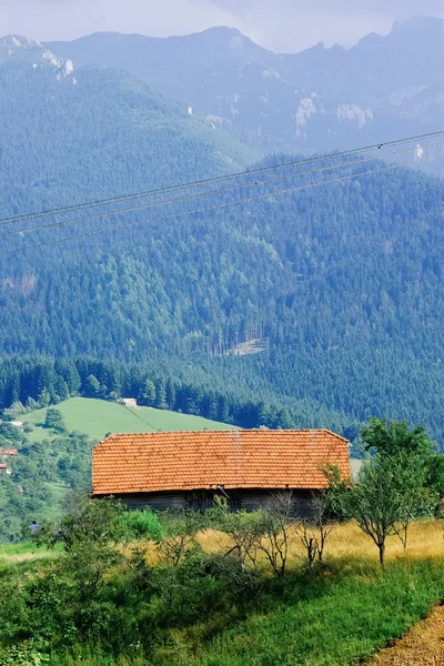 Ancienne maison traditionnelle Carpates vue sur la montagne — Photo