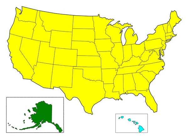 美国彩色地图没有状态名称 — 图库照片