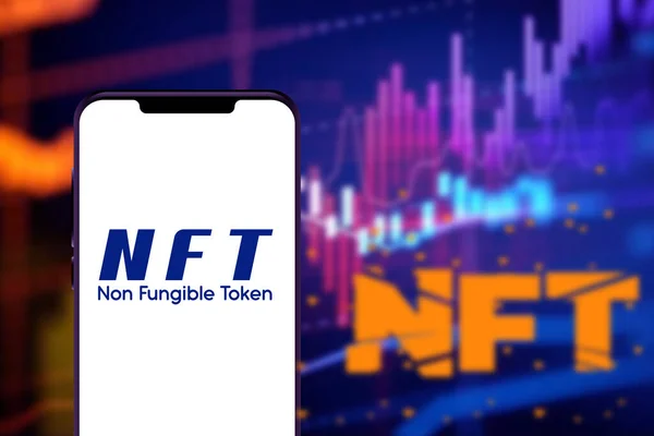 Smartphone Mit Dem Akronym Nft Logo Bezieht Sich Auf Einen — Stockfoto