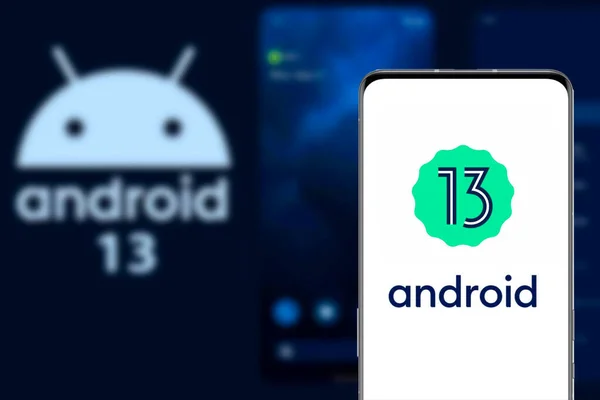 Teléfono Inteligente Con Logotipo Android Google Sistema Operativo Estados Unidos — Foto de Stock