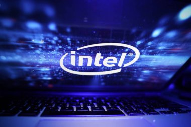 Computer with the logo of Intel Corporation which is the largest manufacturer of integrated circuits in the world.THURSDAY, NOVEMBER 21, 2022. UNITED STATES, CALIFORNIA.   