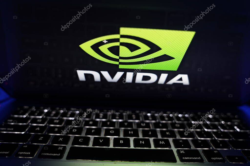 Computer with the logo of Nvidia Corporation which is a company specialized in the development of graphic processing units.THURSDAY, NOVEMBER 21, 2022. UNITED STATES, CALIFORNIA.