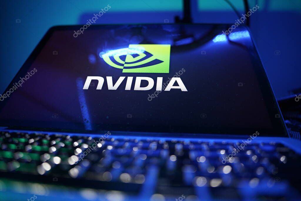 Computer with the logo of Nvidia Corporation which is a company specialized in the development of graphic processing units.THURSDAY, NOVEMBER 21, 2022. UNITED STATES, CALIFORNIA.