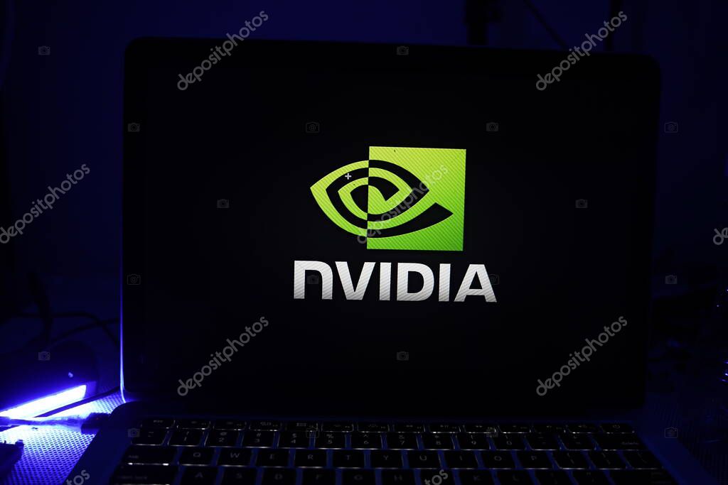 Computer with the logo of Nvidia Corporation which is a company specialized in the development of graphic processing units.THURSDAY, NOVEMBER 21, 2022. UNITED STATES, CALIFORNIA.
