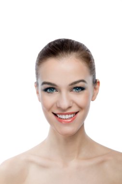 Açık Güzellik yüz ile gülümseyen kadın portresi