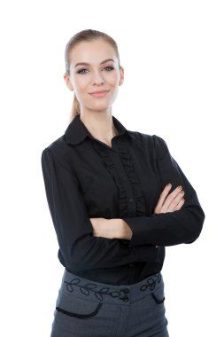 beyaz izole iş kadın. kollarını çapraz.