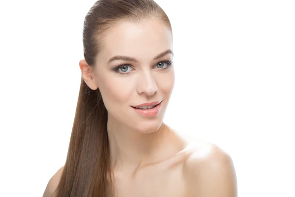 Young woman with straight hair in a ponytail — Stock Photo, Image