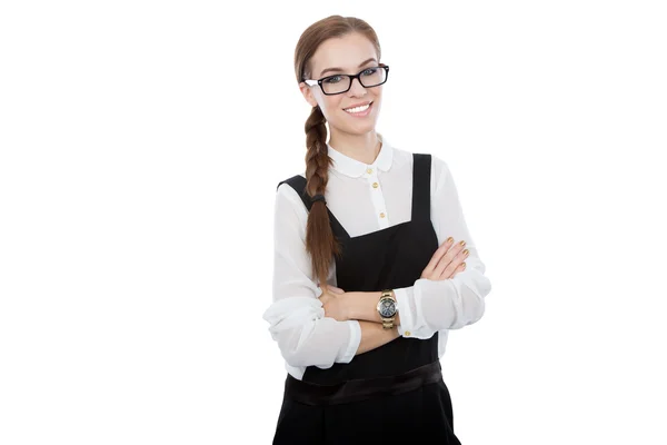 Beautiful young woman with glasses looking at the camera — Stock Photo, Image