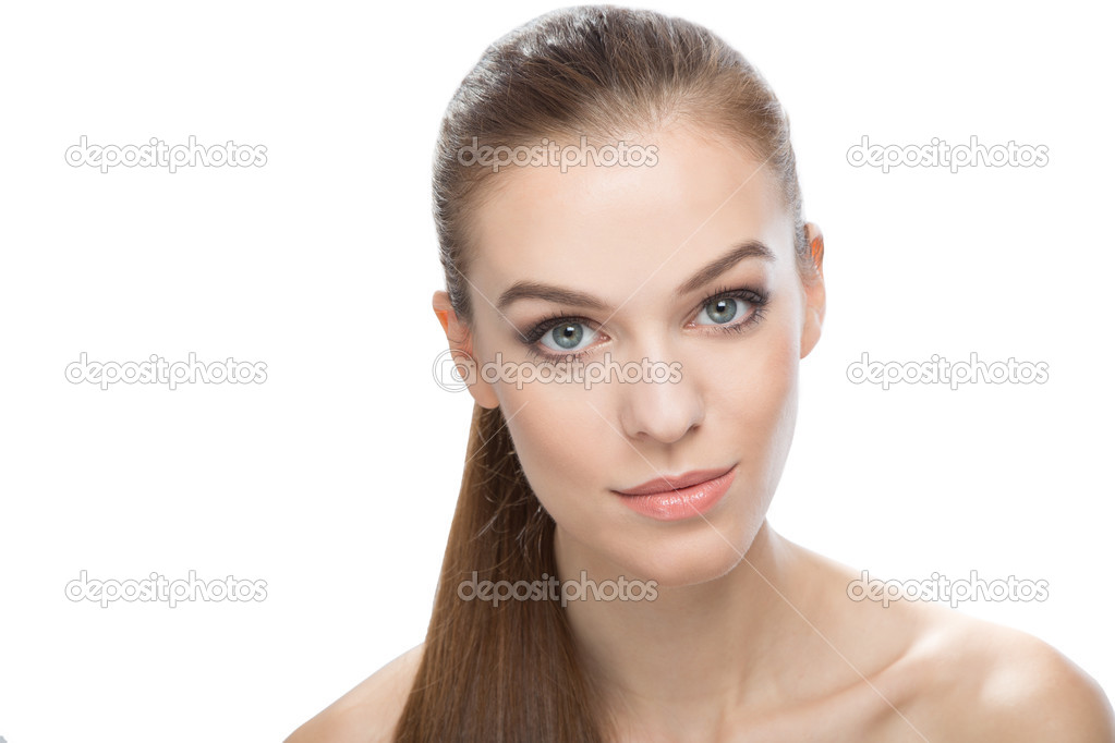 Attractive woman on white background