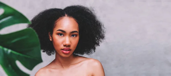 Portrait Beautiful Black African American Woman Afro Hair Posing Beauty — Stock Photo, Image