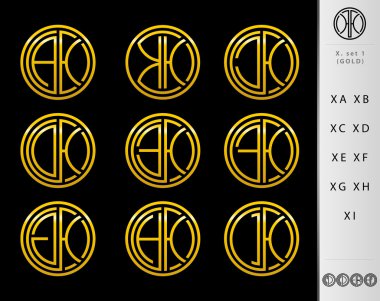 Monogram mektup ile tasarım seti x