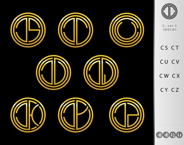 Monogram tasarım harfi c kümesi ile — Stok Vektör