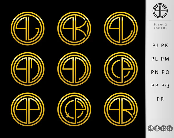 Diseño de monograma con juego de letras P — Vector de stock