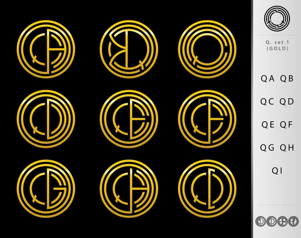 Монограмма Дизайн с набором букв Q — стоковый вектор