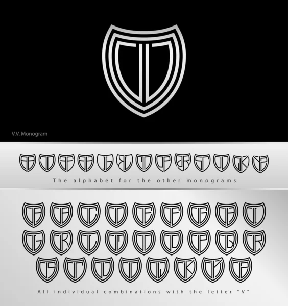 Diseño de monograma con letra V — Vector de stock