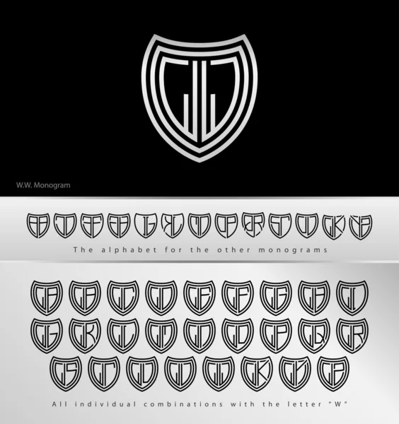 Monogram design med bokstaven w — Stock vektor