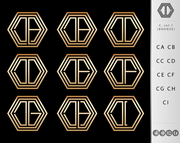 Monogram ontwerp met letter c set — Stockvector