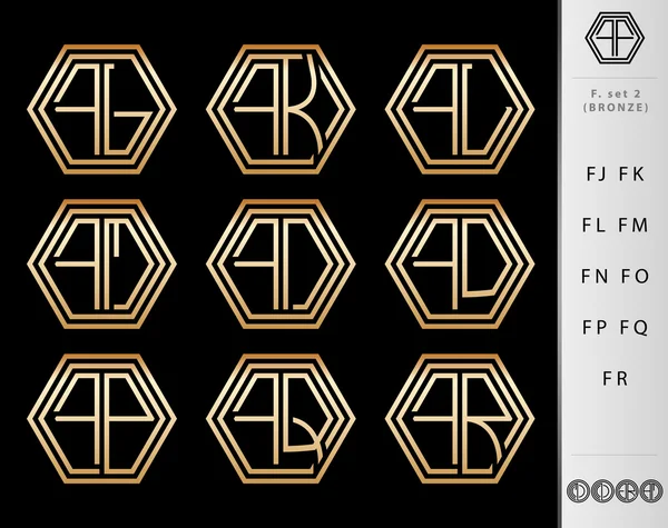 Diseño de monograma con letra F set — Archivo Imágenes Vectoriales