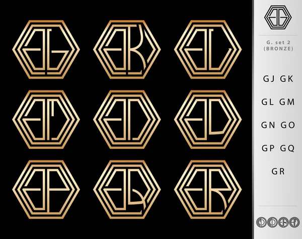 Diseño de monograma con letra G set — Vector de stock