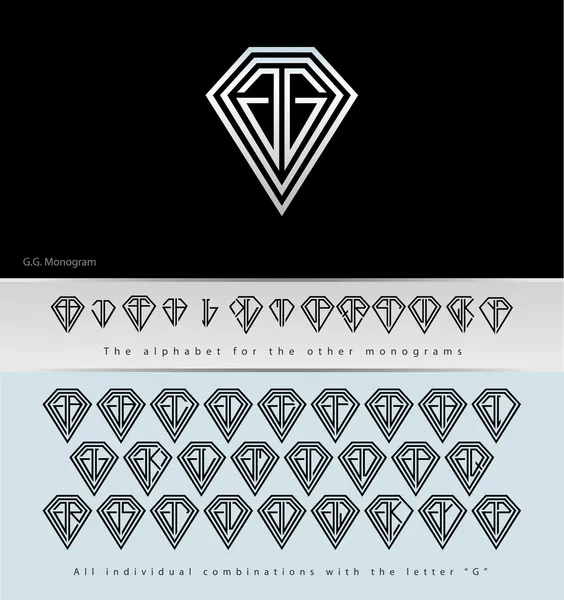 Monogramma Design con lettera G (Diamante  ) — Vettoriale Stock