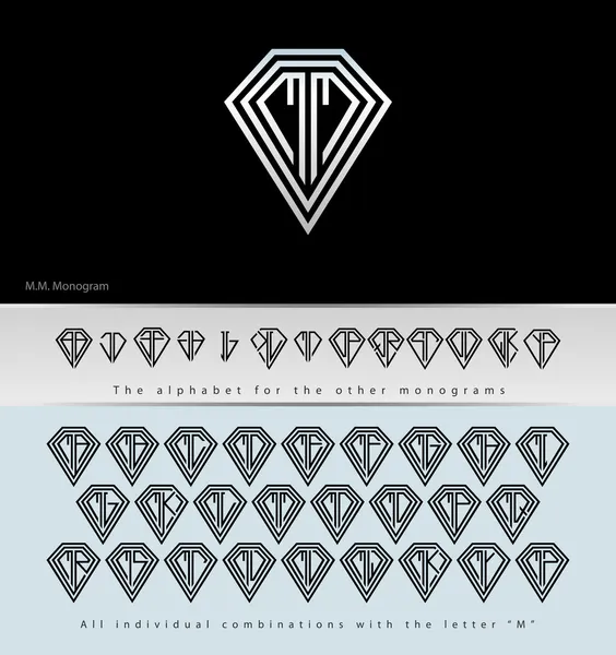 Монограмма Дизайн с буквой M (Diamond  ) — стоковый вектор