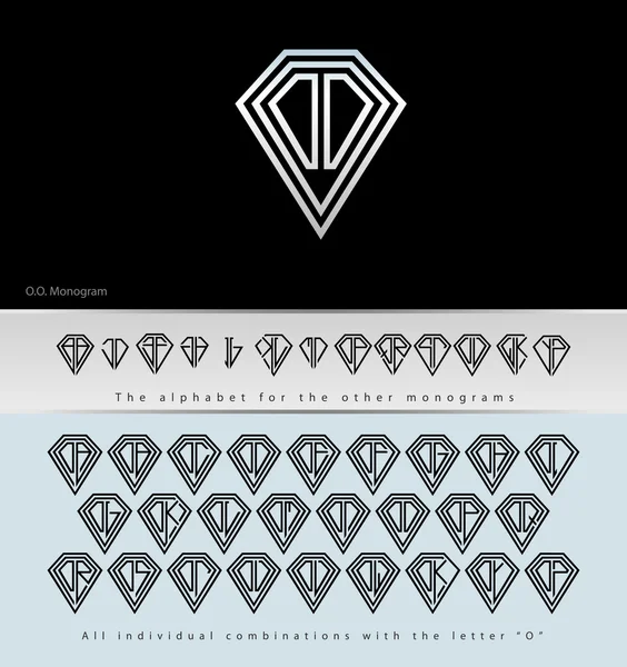 Monogram design med bokstaven O (diamant ) — Stock vektor