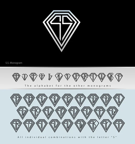 Monogramma Design con lettera S (Diamante  ) — Vettoriale Stock