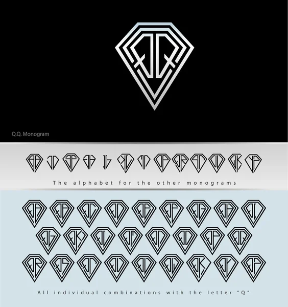 Monogramma Design con lettera Q (Diamante  ) — Vettoriale Stock