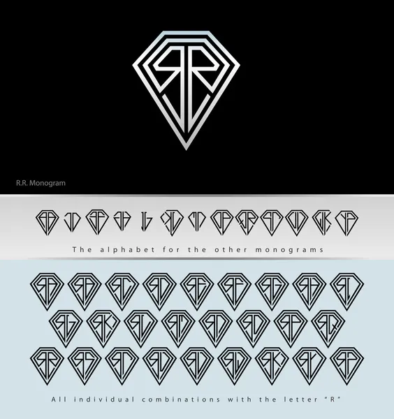 Monogramma Design con lettera R (Diamante  ) — Vettoriale Stock
