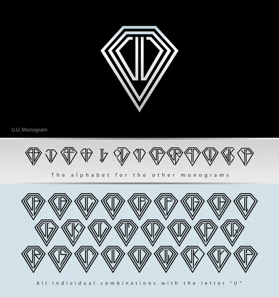 Monogramma Design con lettera U (Diamante  ) — Vettoriale Stock