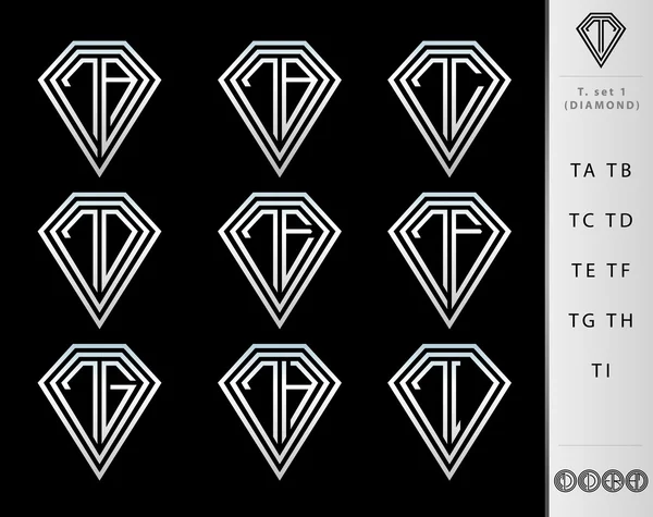モノグラム文字Tセット(ダイヤモンド) ) — ストックベクタ