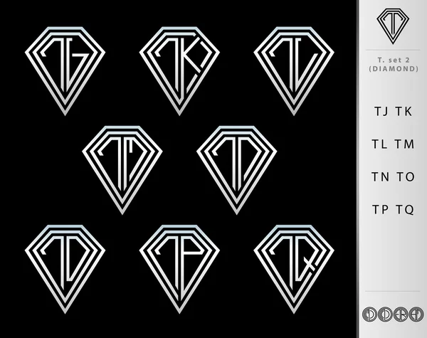 モノグラム文字Tセット(ダイヤモンド) ) — ストックベクタ