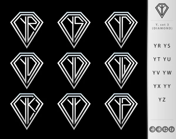 Monograma letra Y set (Diamante  ) — Archivo Imágenes Vectoriales