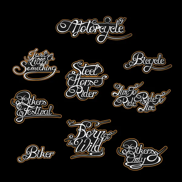 Etiquetas de motocicleta escritas a mano — Vector de stock